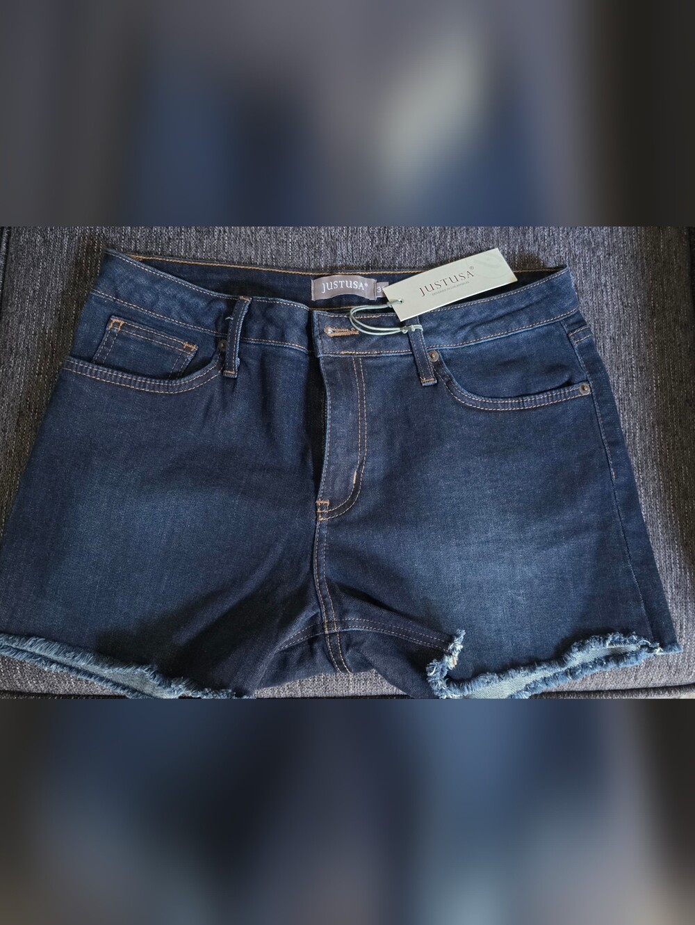 Just USA Indigo Frayed Hem Denim Shorts
